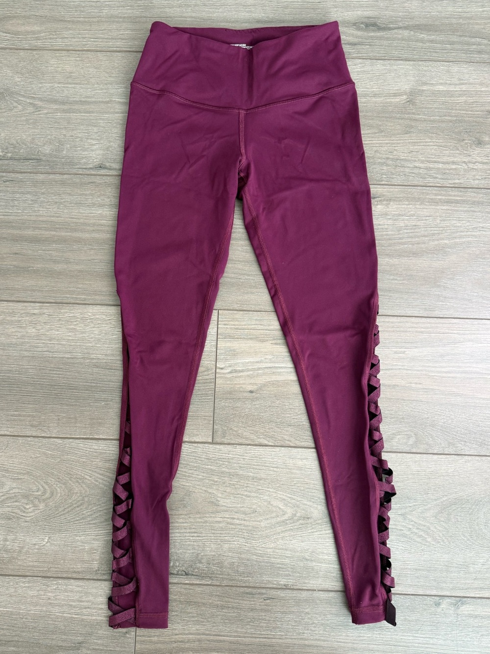 Victoria's Secret VSX Maroon Crisscross Side-Detail Leggings